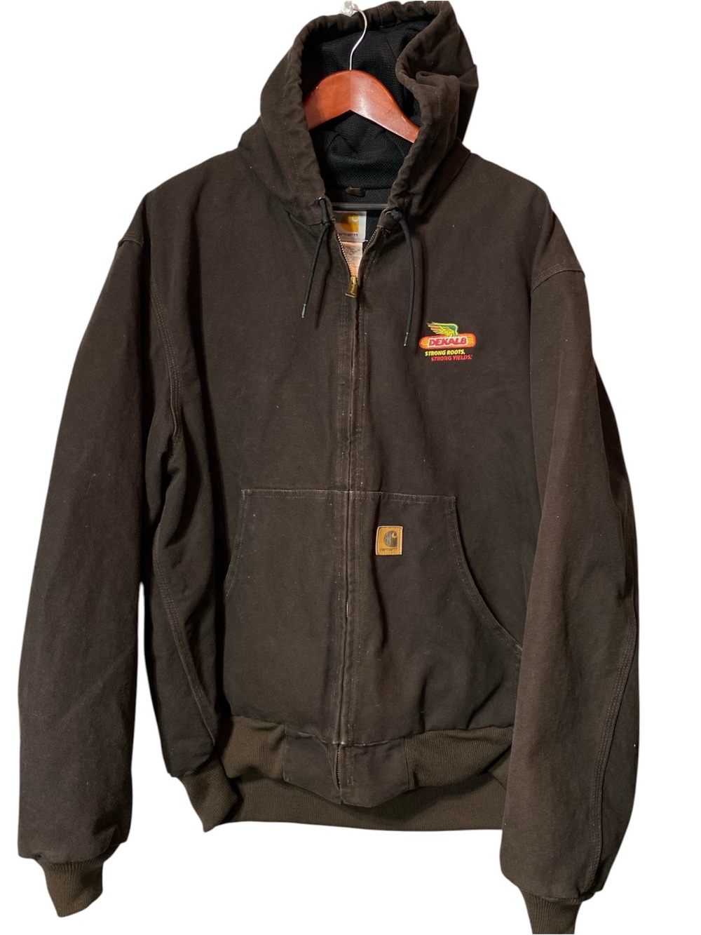 Carhartt Brown Jacket J25 Dekalb Seed Logo y2k